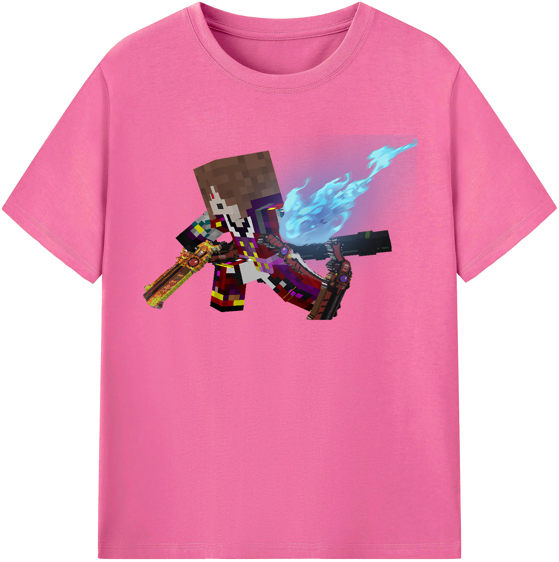 （画像用） マインクラフト ブロックの世界 Minecraft MC Block world レディースカジュアルプリントTシャツ（綿100％）